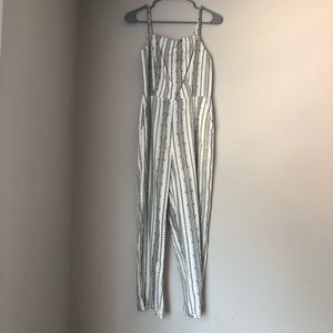 Old Navy White and Black Striped Jumpsuit